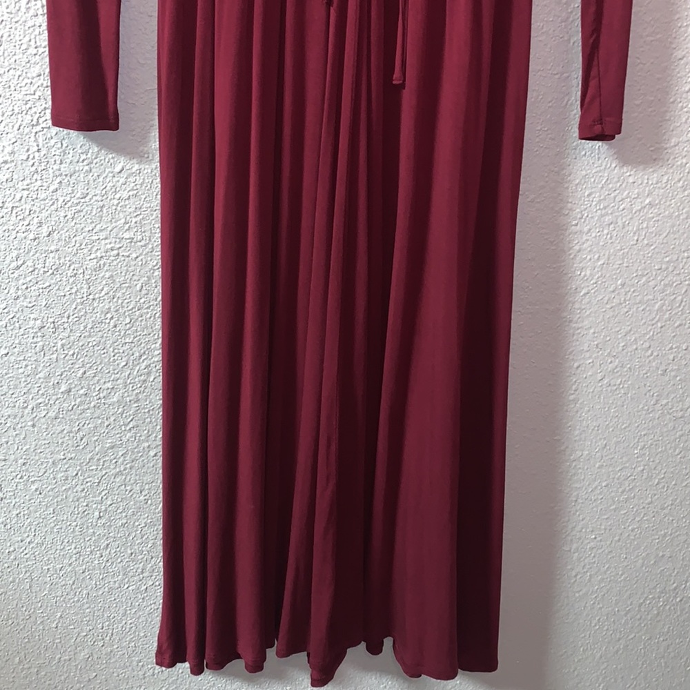 Ecote Urban outfitters burgundy lace-up maxi Dress Sz S/P full length flowy boho - Picture 9 of 11